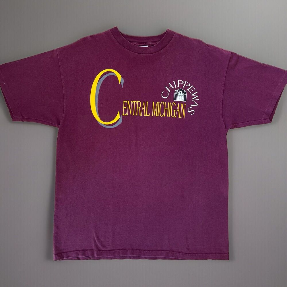 Vintage Central Michigan Chippewas Shirt XL Maroon 90s NCAA Sportswear